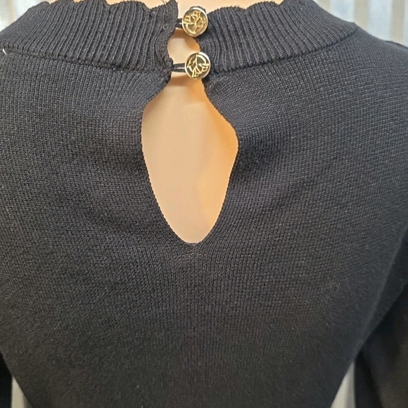 Draper James Black Long Sleeve Dress with Sheer Neckline - Picture 7 of 9